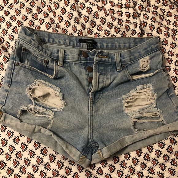 Forever 21 Pants - High waisted distressed denim shorts